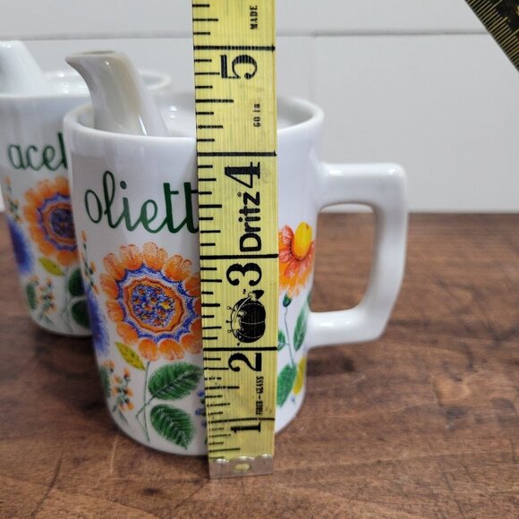 Vintage Ancienne Porcelain Floral Oil/Vinegar Containers with Spout - Picture 7 of 8